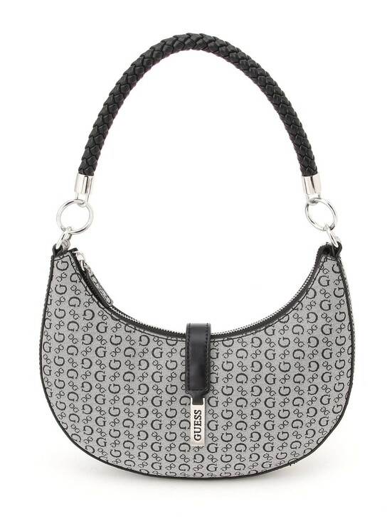 Guess Handbags - Guess Black & Gray Crescent Logo Shoulder Bag